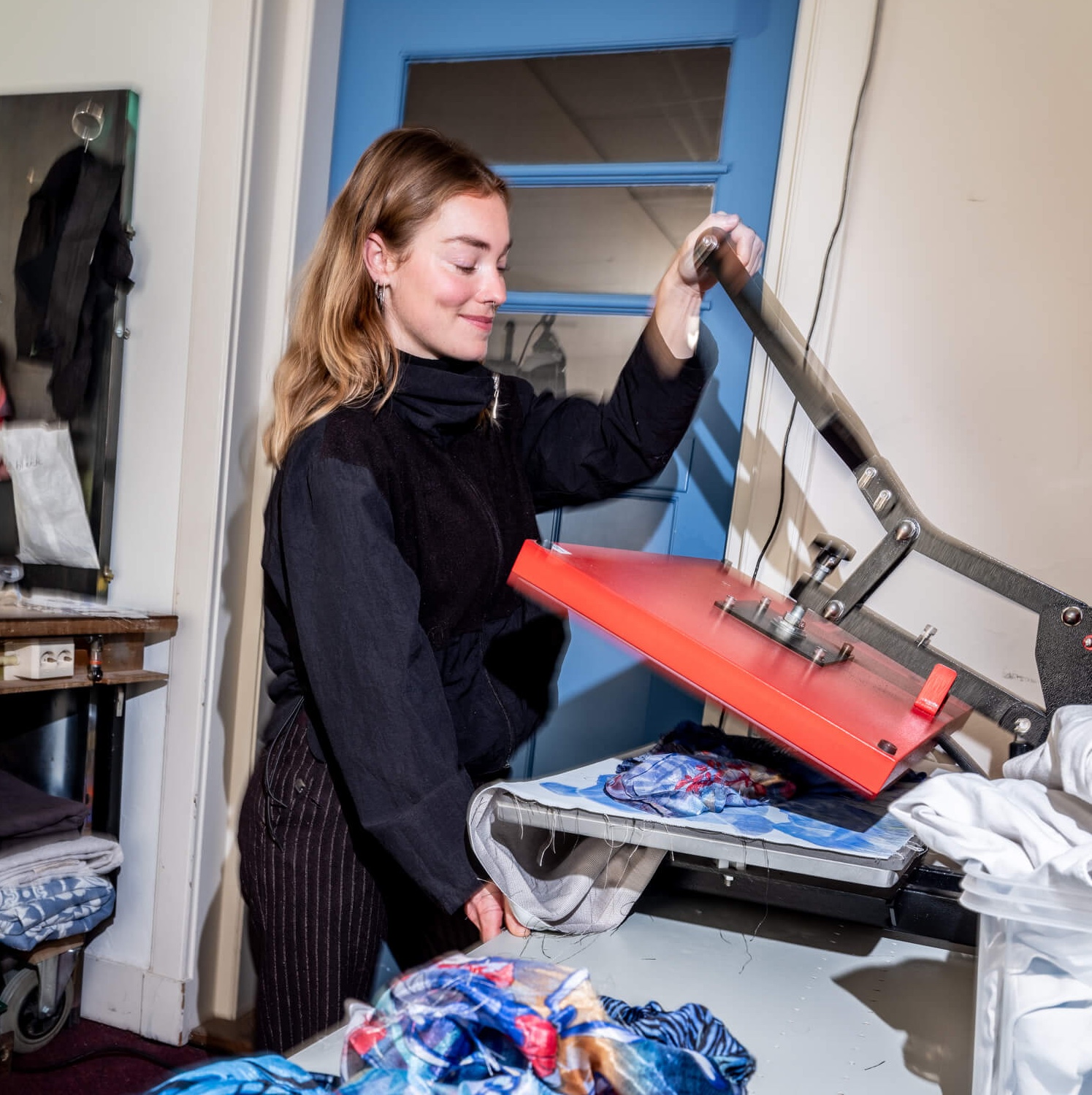woman working with heat press